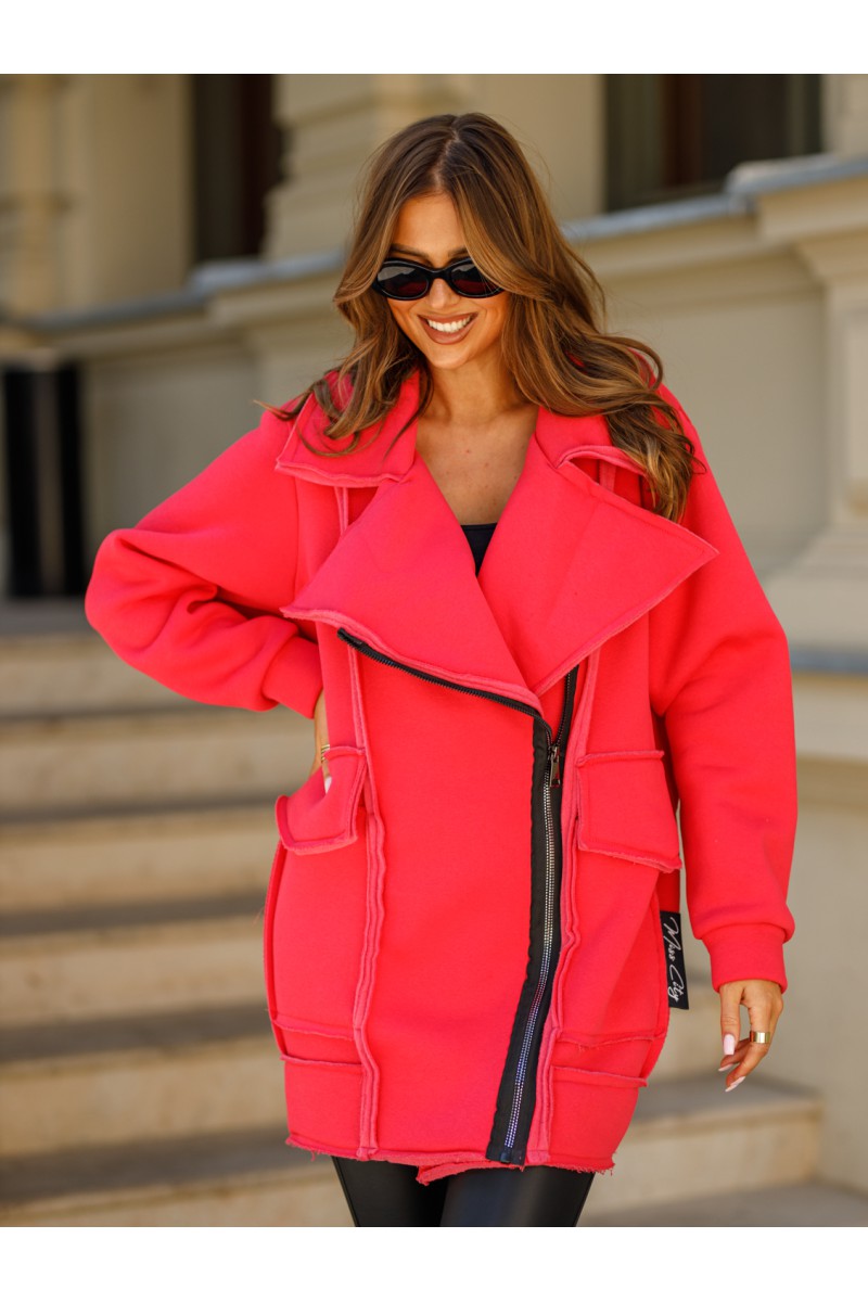 Women's sweatshirt SHORT GRAND - coral