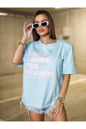 T-shirt Damski MORE AMORE - błękitny