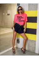 T-shirt Damski MORE AMORE - różowy neonowy