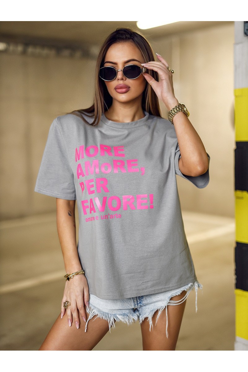T-shirt Damski MORE AMORE - szary