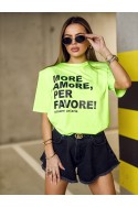T-shirt Damski MORE AMORE - żółty neonowy