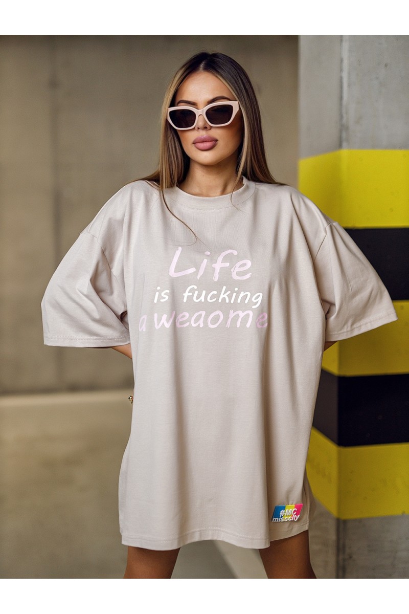 Bluzka Damska LIFE - beżowy