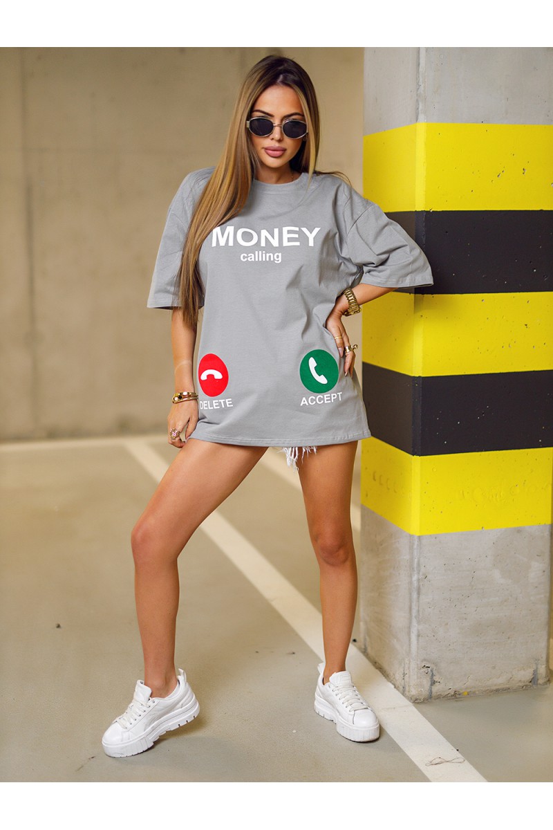 T-shirt Damski MONEY - szary