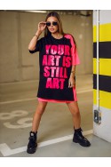 STILL ART Women's Blouse - Black/Neon Pink