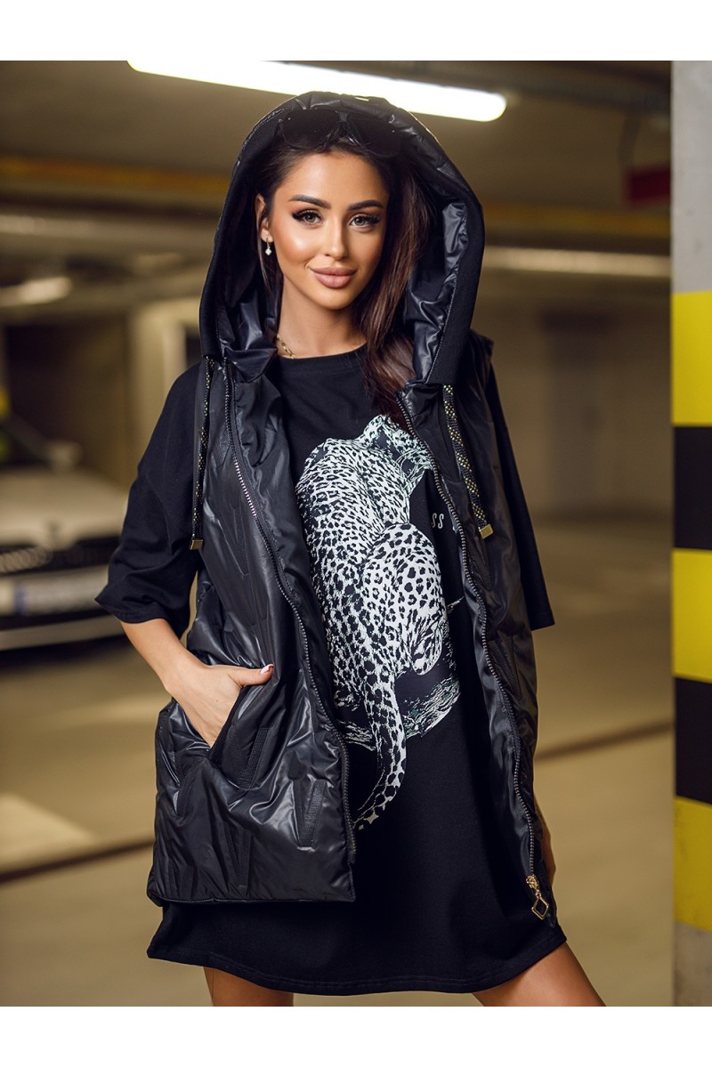 Women's FANCY Sleeveless Jacket - Black