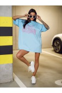 T-shirt oversize CARRY - błękitny