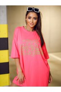T-shirt oversize CARRY - różowy neonowy