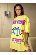 T-shirt Damski NEW YORK - żółty
