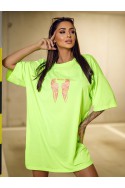 T-shirt Damski WINGS - żółty neonowy