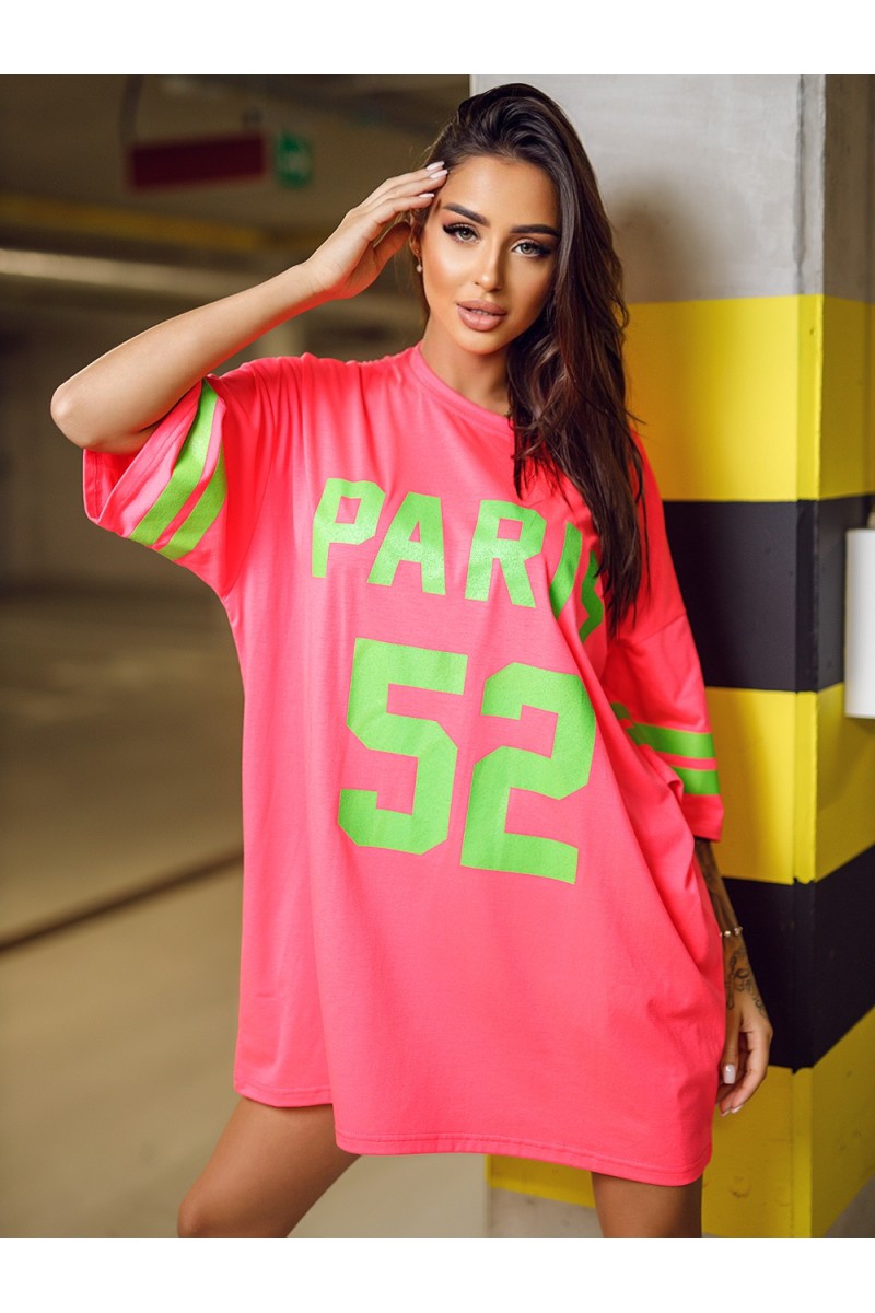 Bluzka Damska PARIS - różowy neonowy