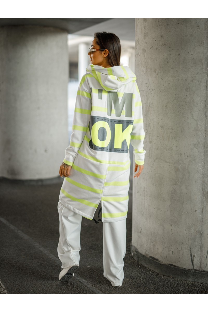 Bluza Damska I'M OK - biały / żółty neonowy