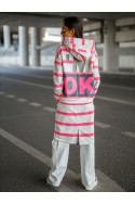 Bluza Damska I'M OK - biały / różowy neonowy