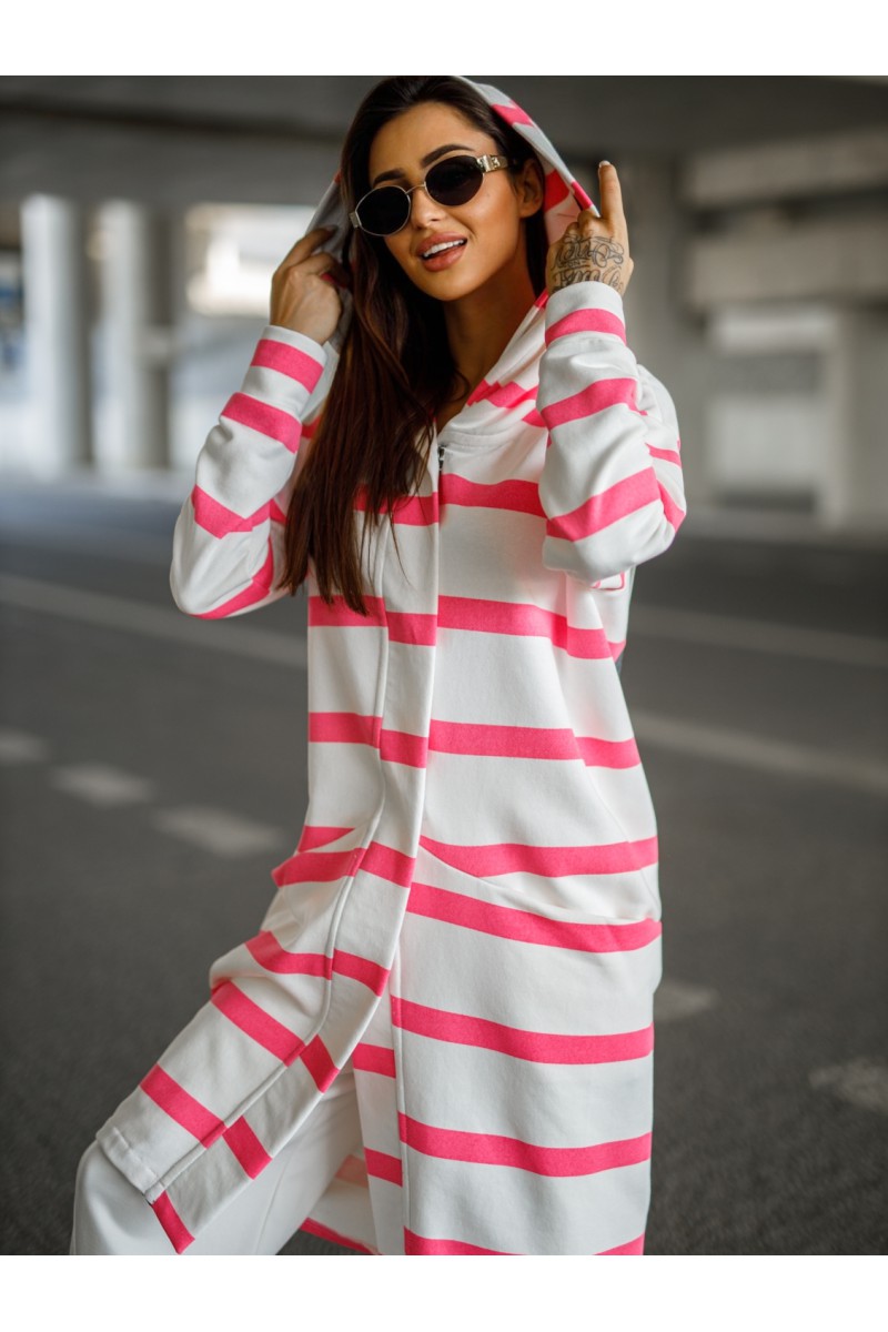 Bluza Damska I'M OK - biały / różowy neonowy