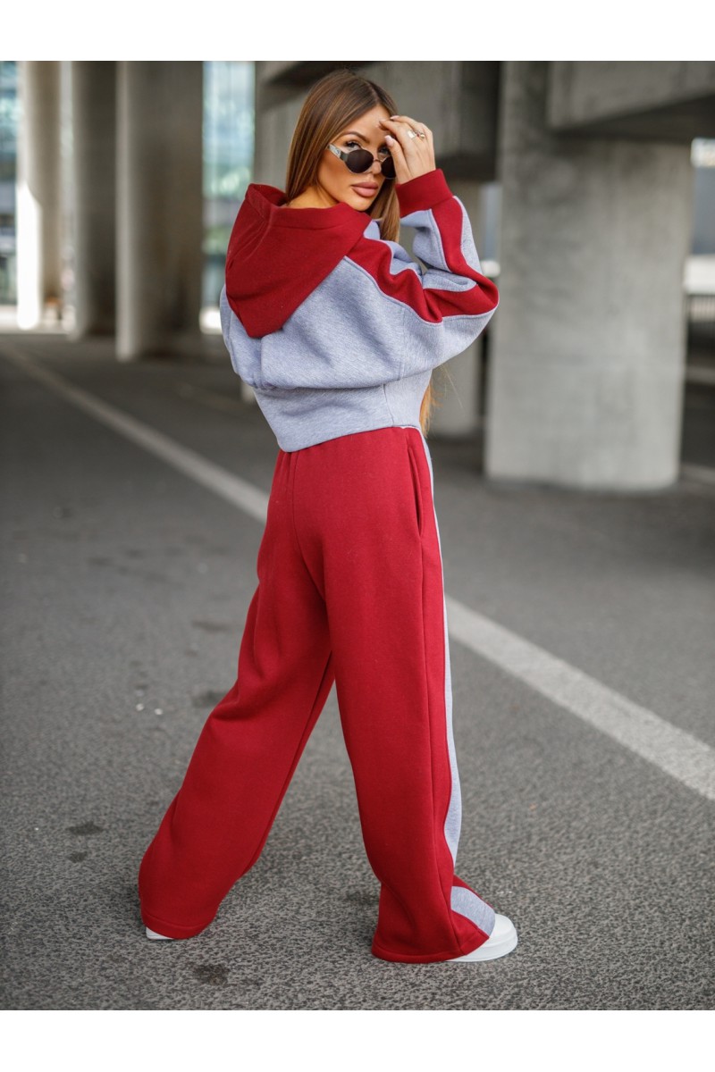 MONNA Women's Tracksuit - Gray / Burgundy