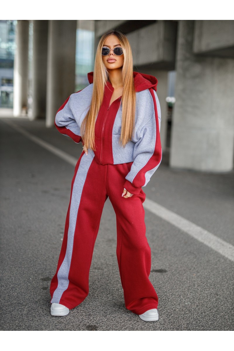 MONNA Women's Tracksuit - Gray / Burgundy