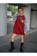 Bluza Damska VARIETY - bordowy / szary