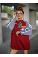 Bluza Damska VARIETY - bordowy / szary