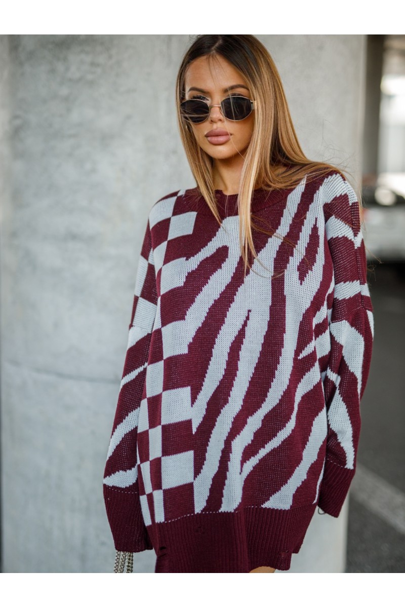 Sweter Damski CHIC - bordowy