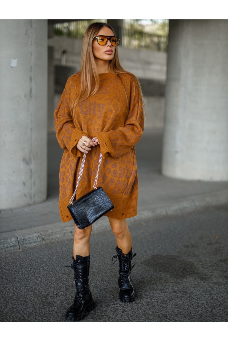 Sweter Damski LEO - camelowy