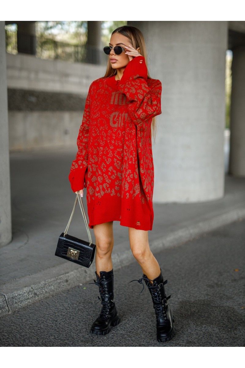 Sweter Damski LEO - czerwony