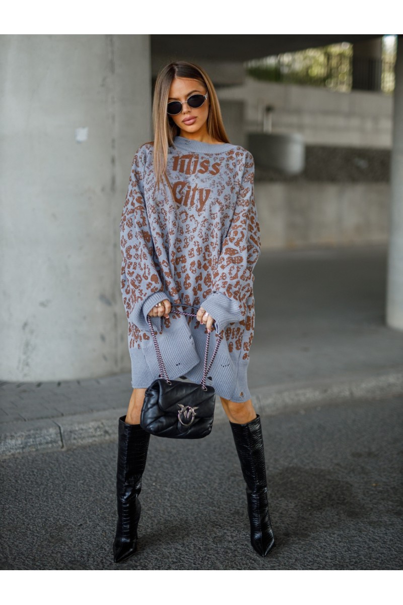 Sweter Damski LEO - szary