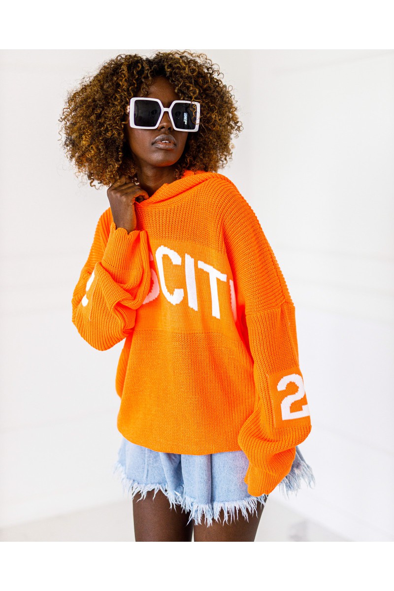 Miss City pulóver s kapucňou - oranžová