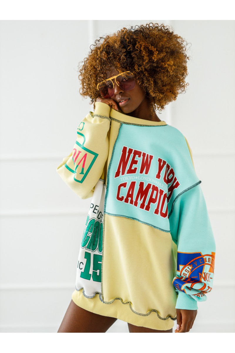 Bluza New York - żółto - miętowa
