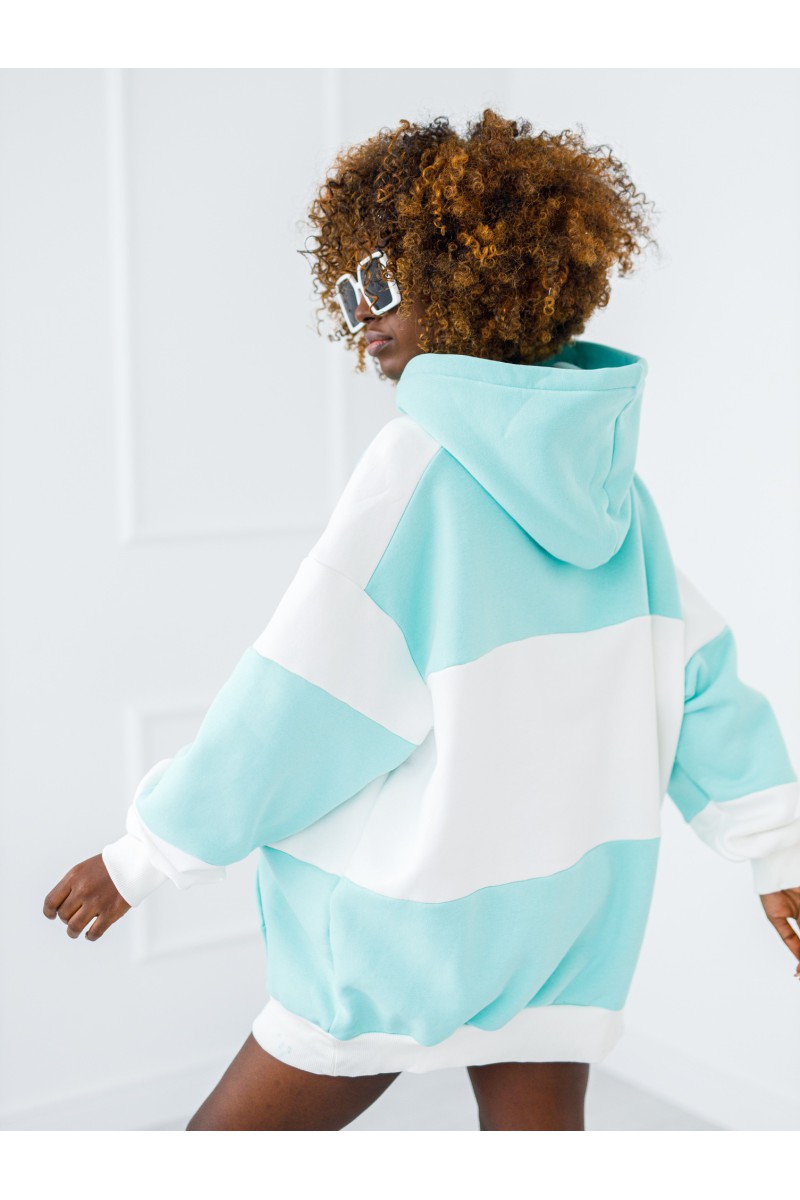 Bluza Selflove z kapturem - miętowa z ecru