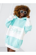 Bluza Selflove z kapturem - miętowa z ecru
