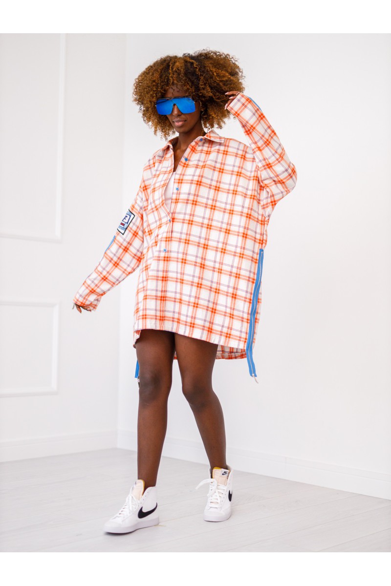 Košeľa na zips - oranžová