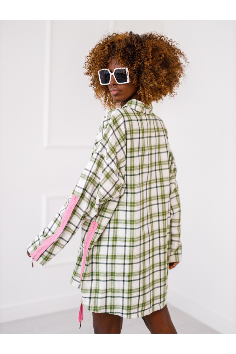 Košeľa na zips - zelená