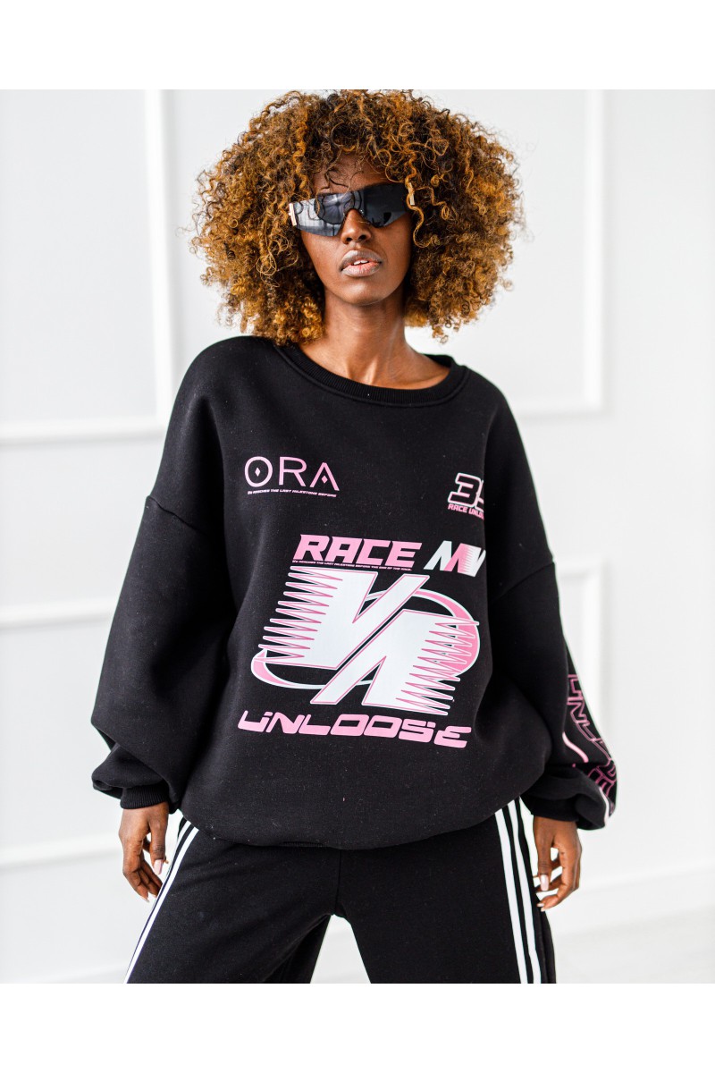 Racer-Sweatshirt - schwarz