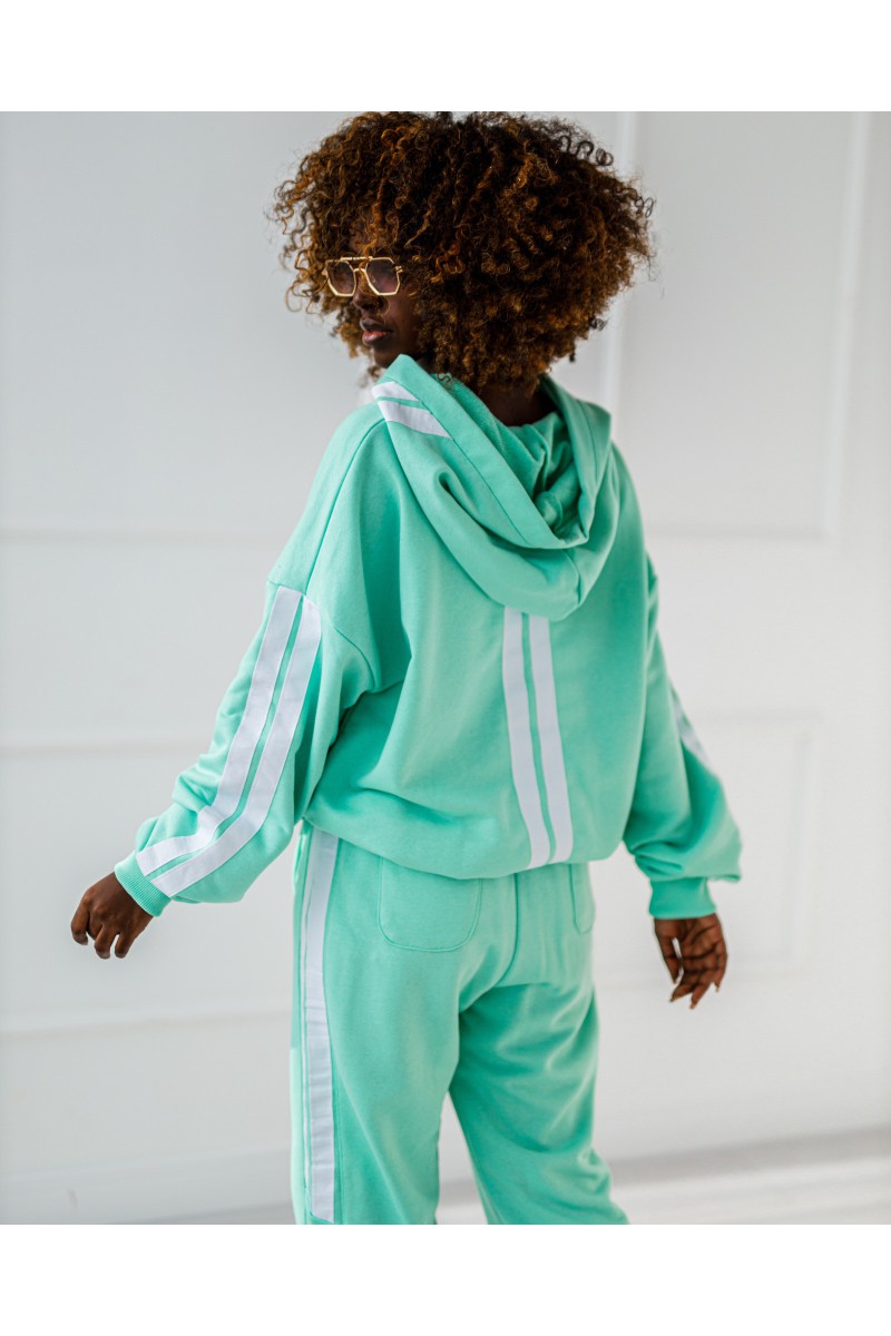 Pruhovaná tepláková súprava - mentolová