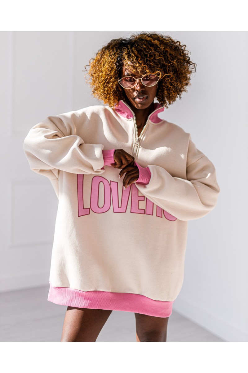 Sweatshirt mit Aufdruck „Lovers“ - Beige