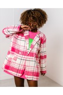 Karierte Jacke Stella – rosa-weiß