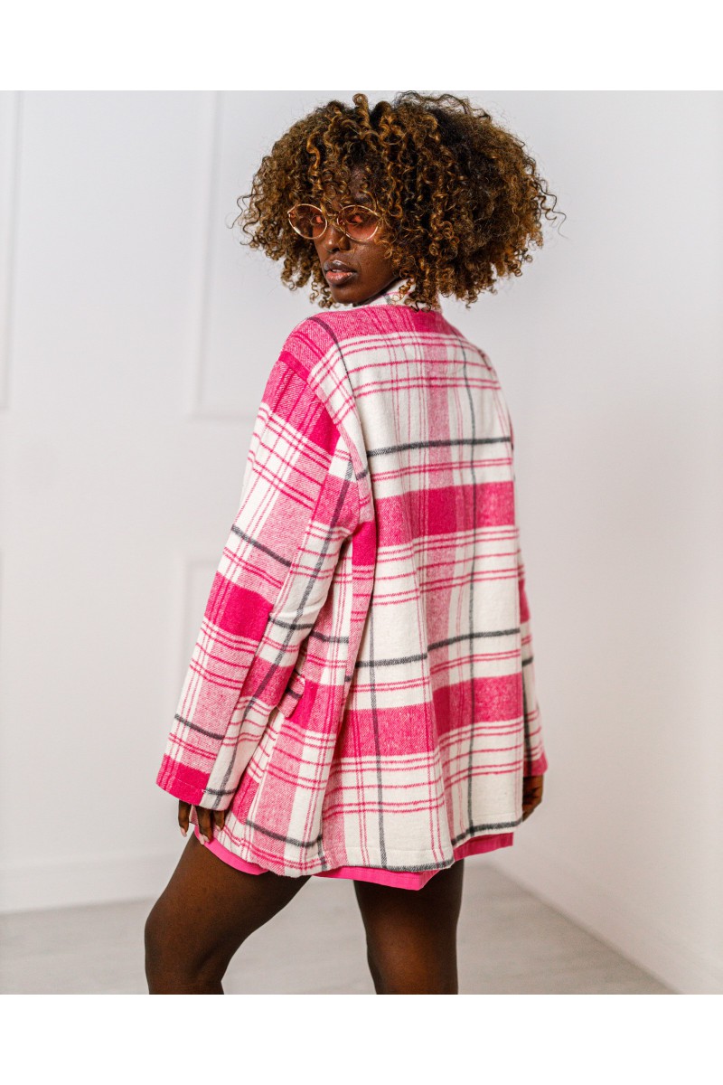 Karierte Jacke Stella – rosa-weiß