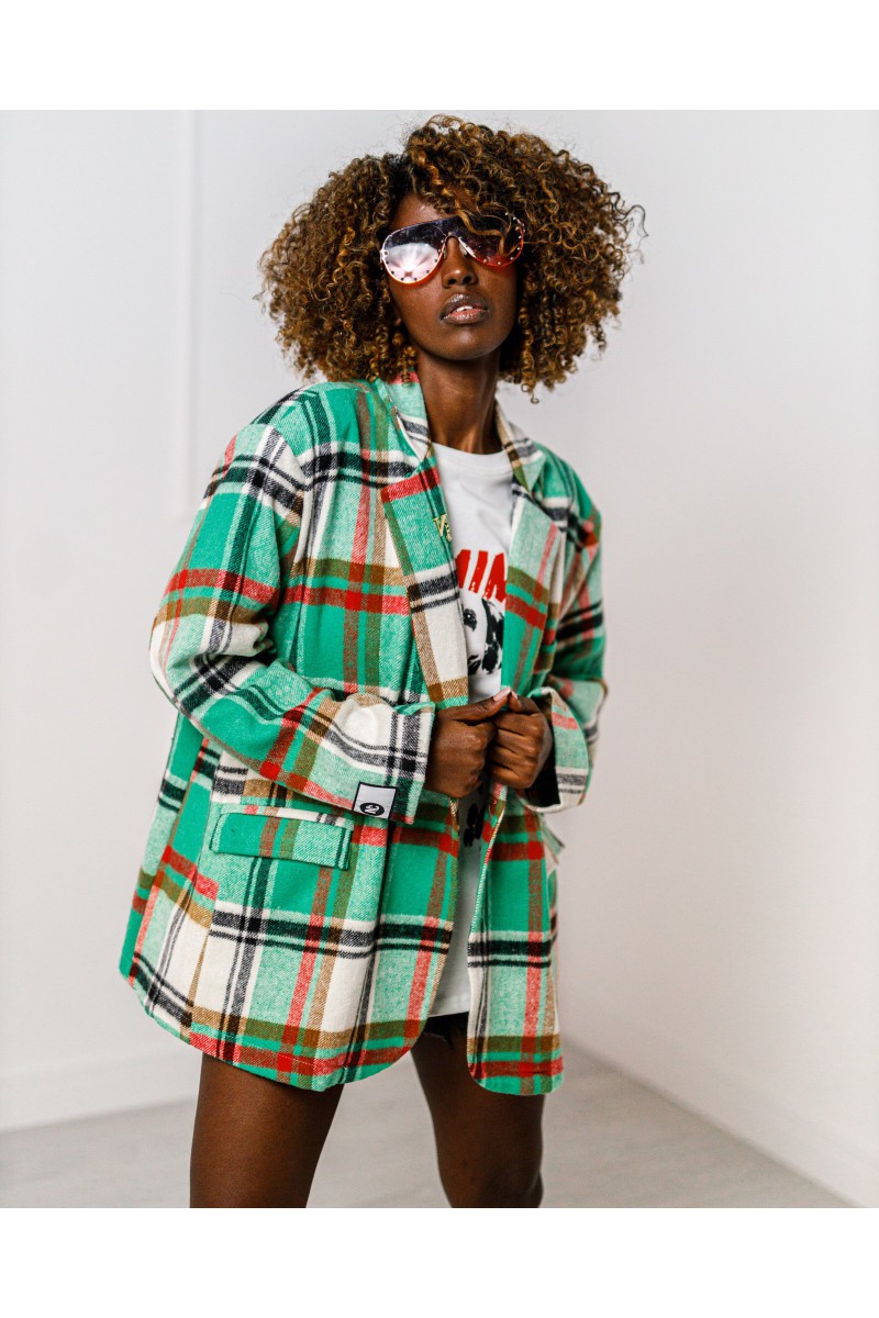 Žalios ir juodos spalvos „Stella“ languotas švarkas.