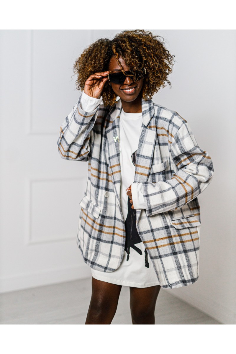 Stella checked white and black blazer