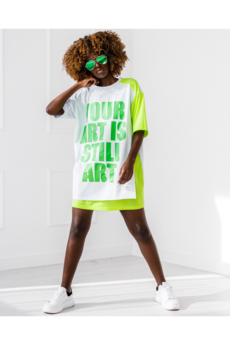 T - shirt Your Art - white - lime green