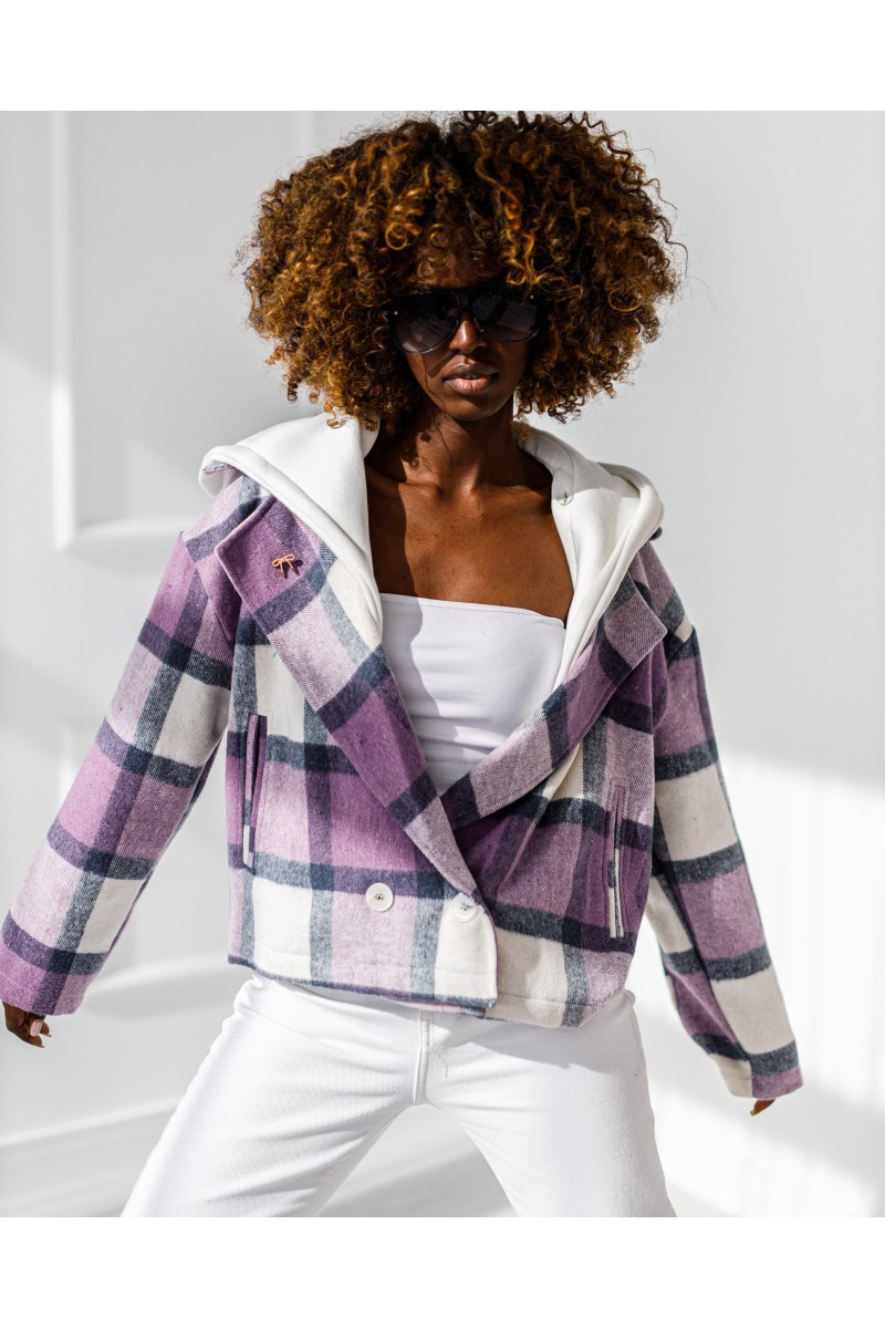 Jacke Glam – violett-weiß
