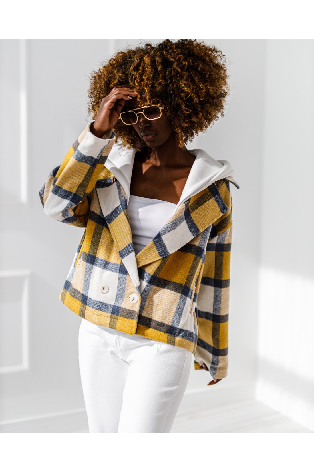 Jacke Glam - gelb-marineblau