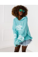 Miss City sweater hoodie - turquoise