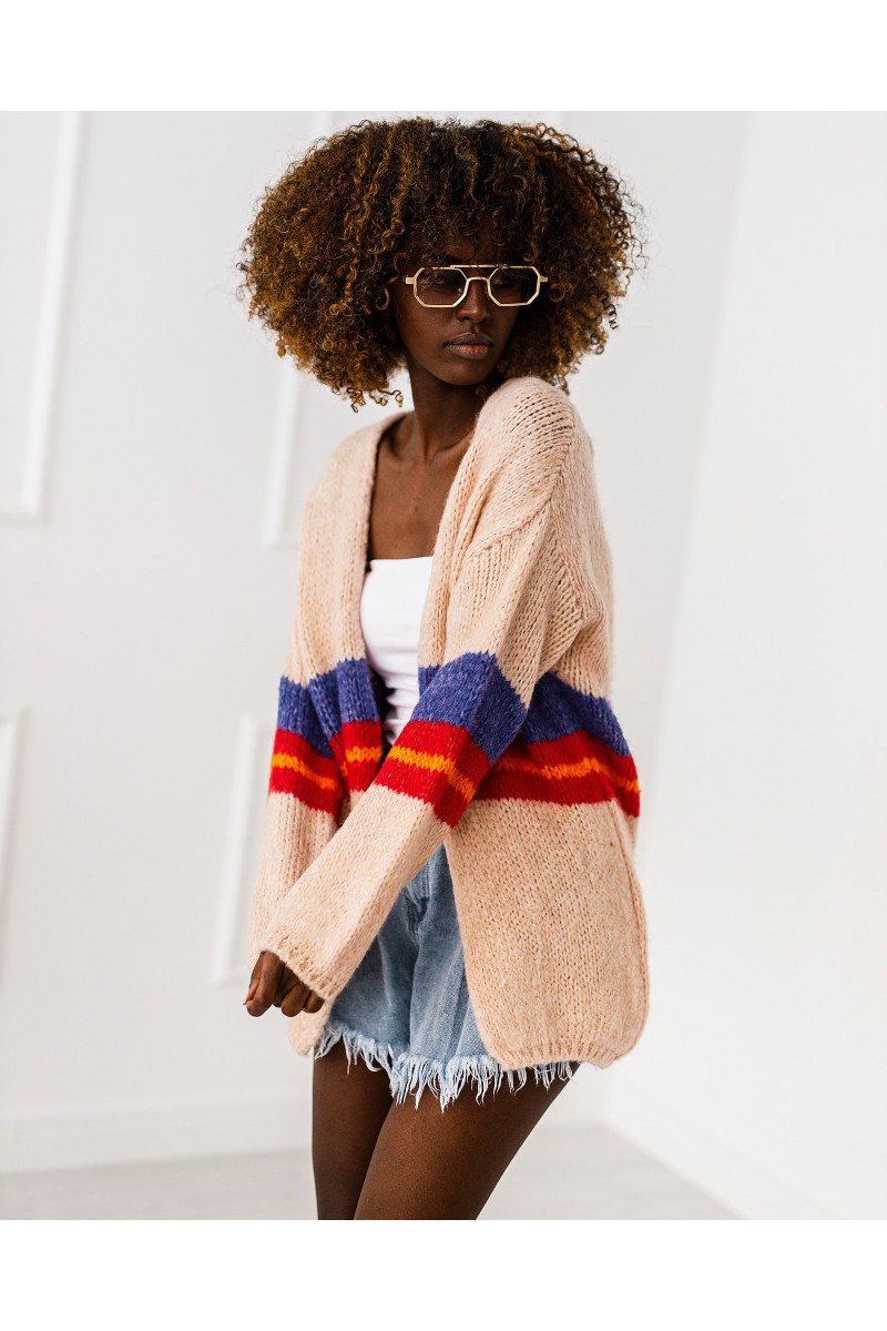 Полосатый кардиган Lola - бежевый