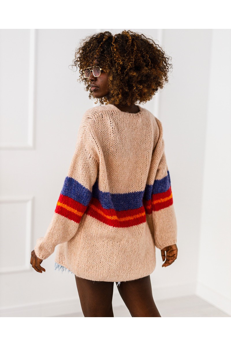 Полосатый кардиган Lola - бежевый