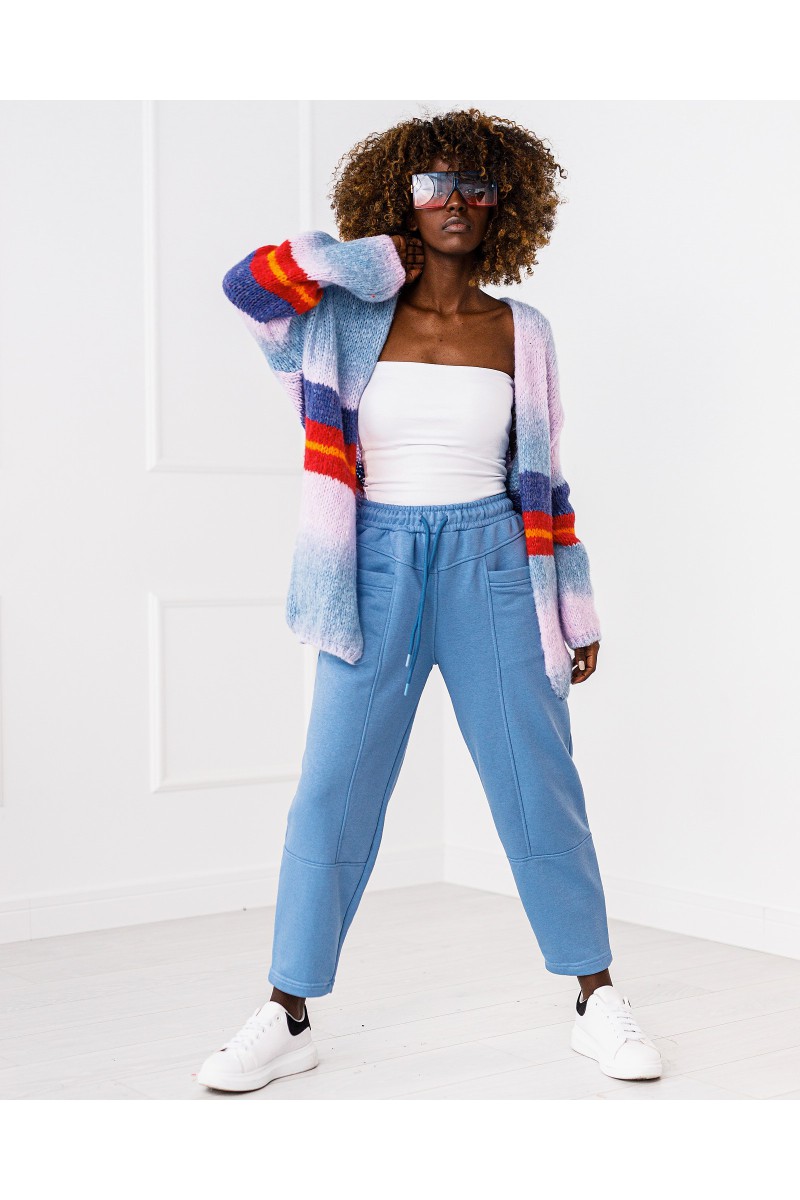 Strickjacke mit Streifen Lola – blau