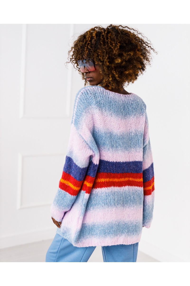 Strickjacke mit Streifen Lola – blau