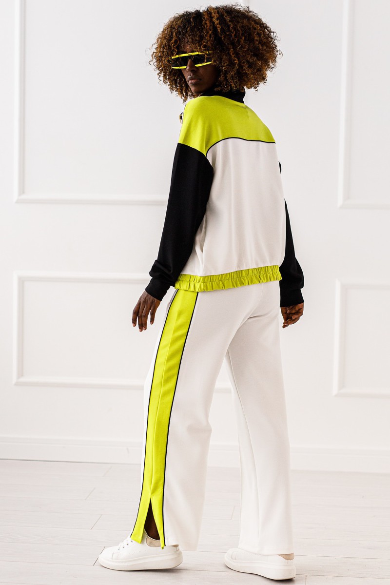 Tepláková súprava Zara v bielej a limetkovozelenej farbe