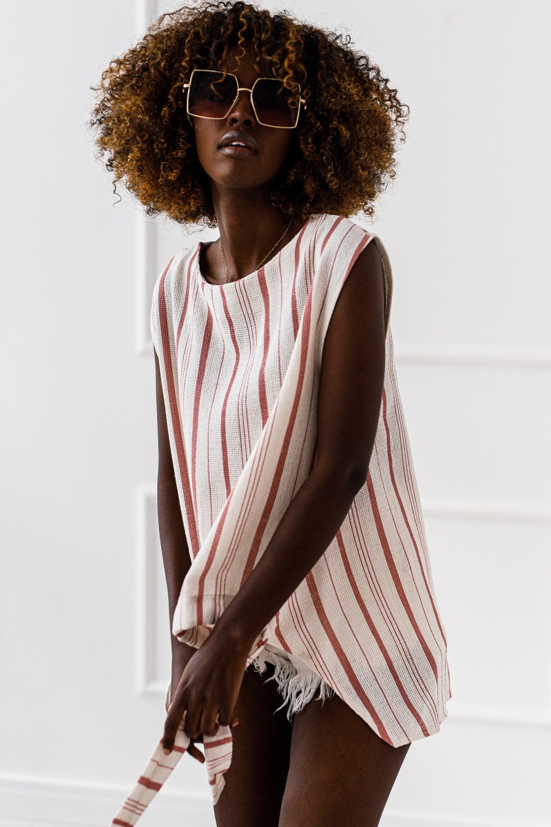 Bluse Rene – weiß – rosa gestreift