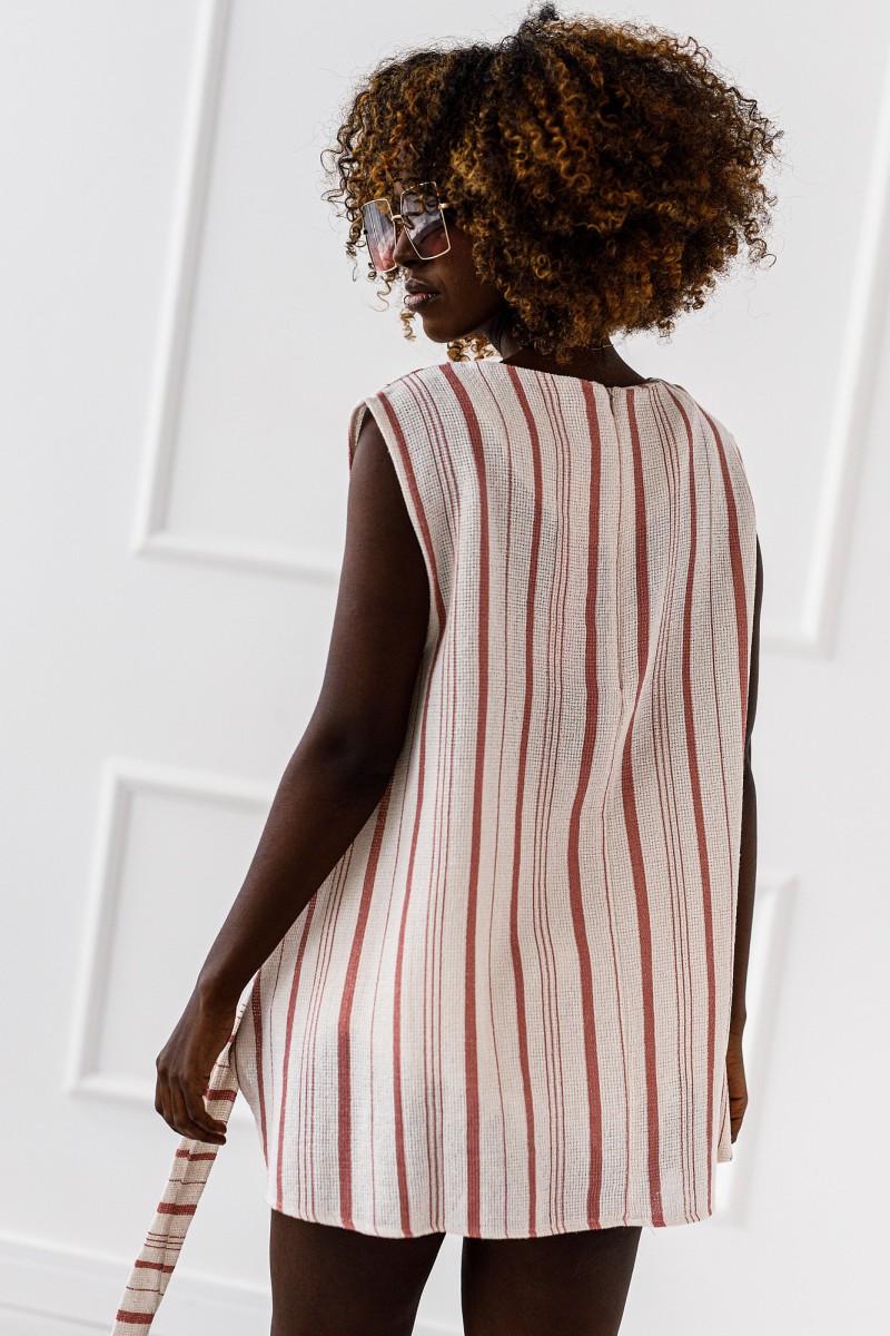 Bluse Rene – weiß – rosa gestreift