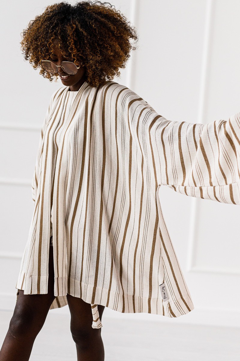 Ruby Sleevelet - White and beige stripes